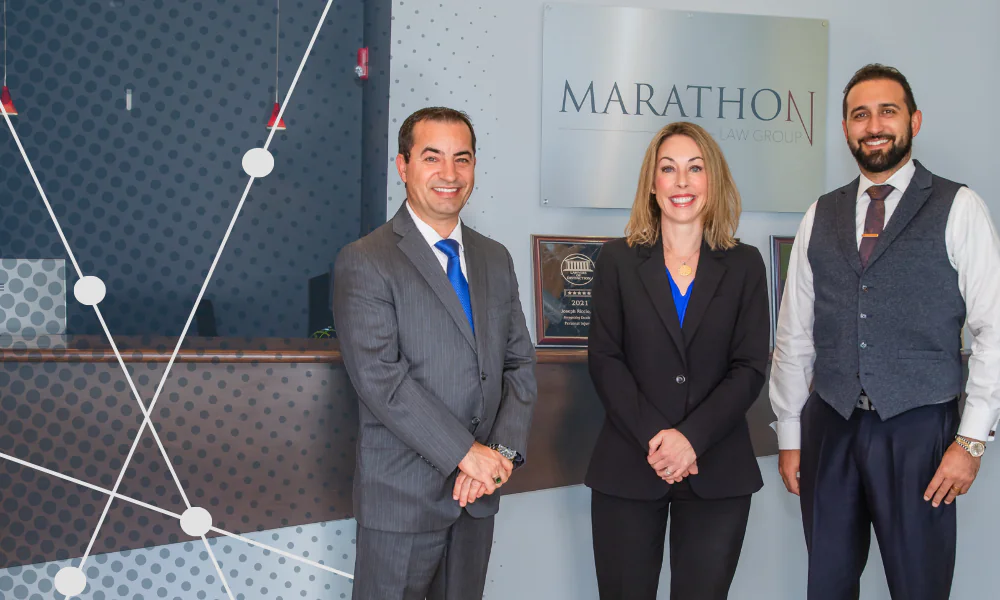 Marketing and digital marketing professionals standing in a modern office, showcasing SEO, social media, and public relations expertise for business growth and success.